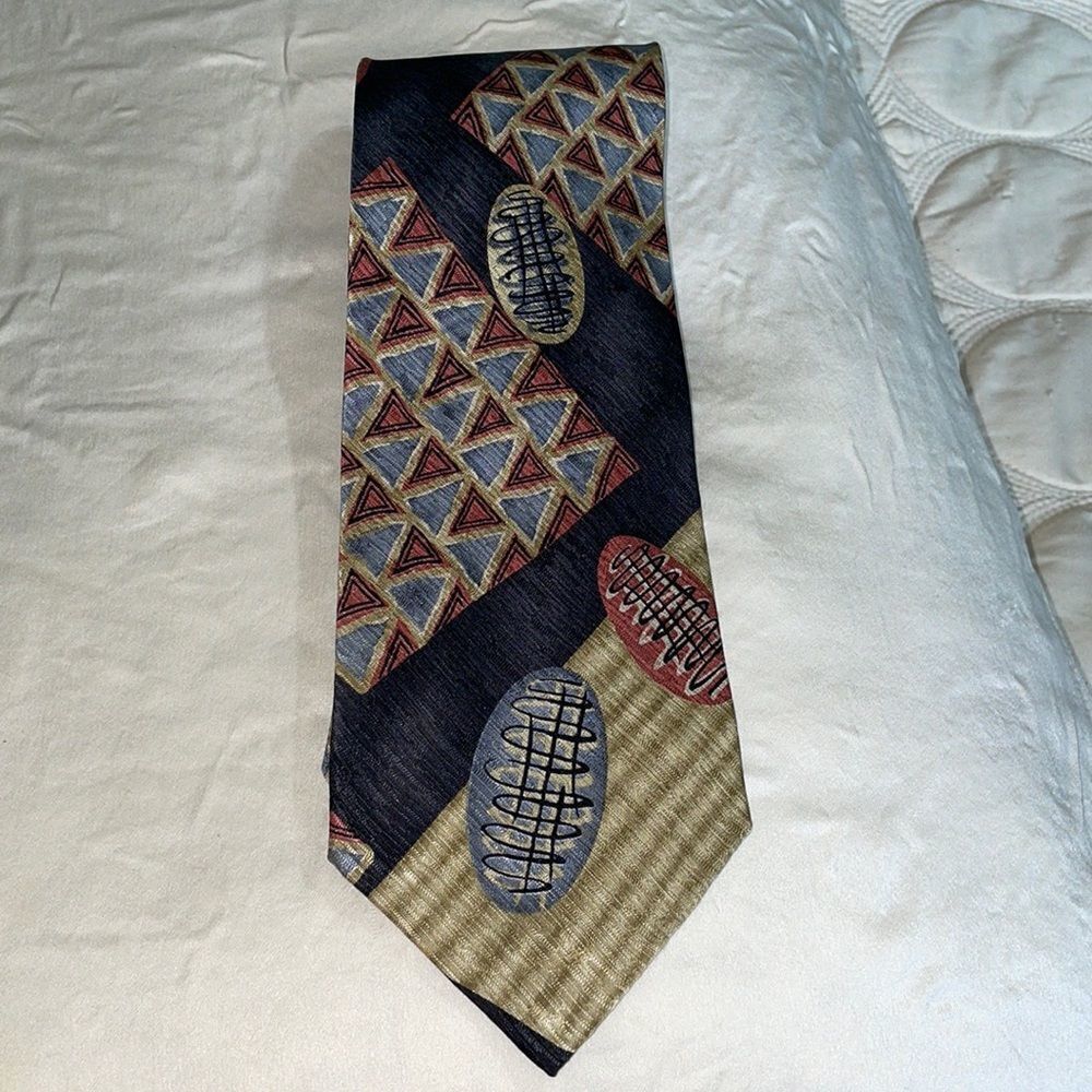 Vtg 90s Tesoro Rosso funky silk tie
